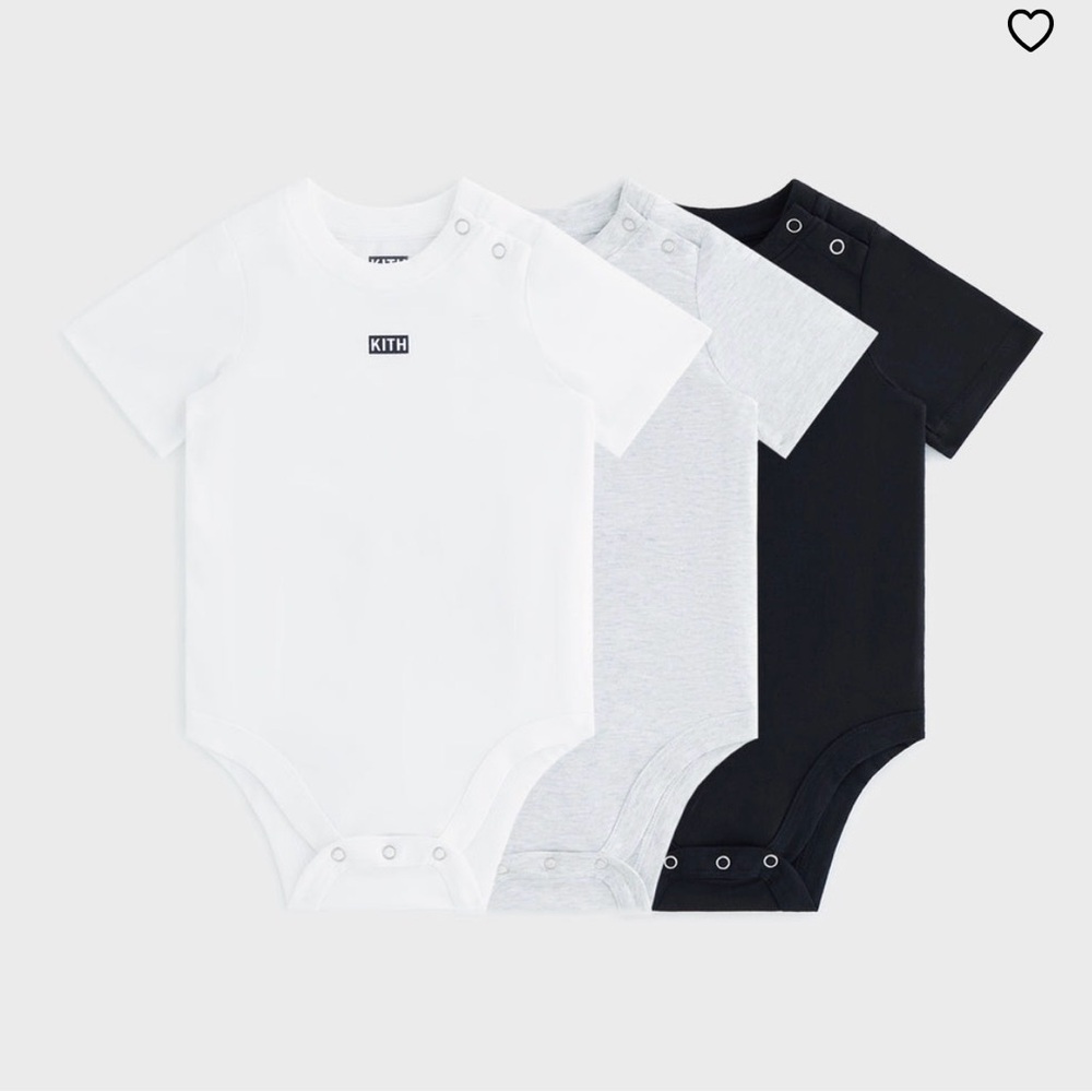 Kith baby 3 Bodysuit Trio - Black, White, Gray